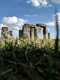 Low angle view of old ruins against sky