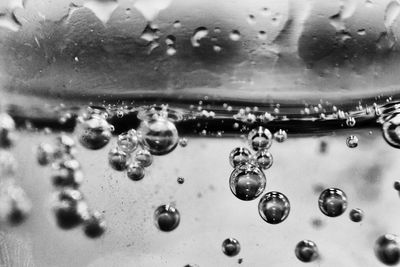 Close-up of water drops on glass