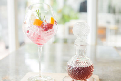 Close-up of glass on table