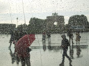 Close-up of wet window in rainy season