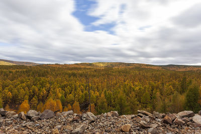 Scenic view of land against sky