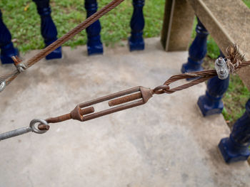 High angle view of chain swing