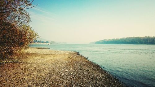 Scenic view of sea against clear sky