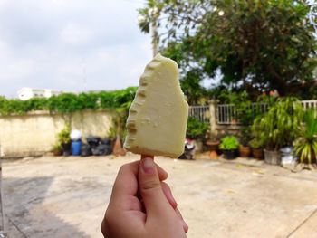 Hand holding ice cream cone