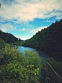 Scenic view of lake against sky