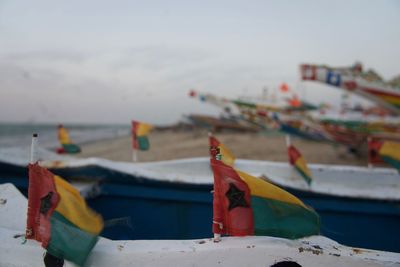 Close-up of flags on boat