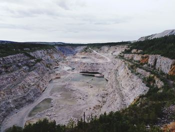 High angle view of land against sky