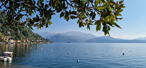 Scenic view of sea against mountain