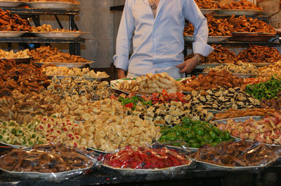Food for sale at market stall