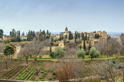 View of alhambra from generalife gardens, granada, spain