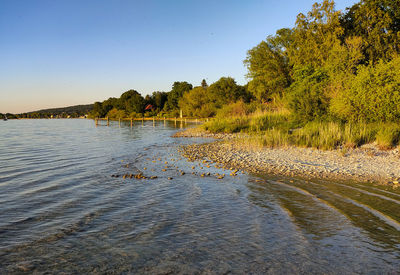 Scenic view of river against clear sky