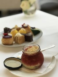 Close-up of food in plate on table