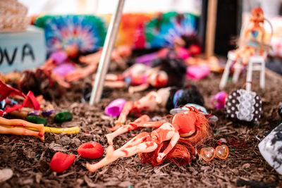 High angle view of food on table