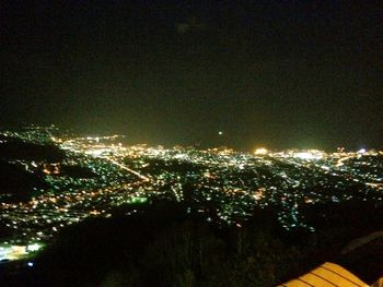 Aerial view of city at night