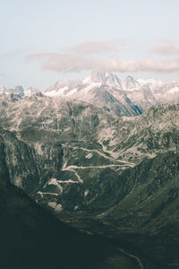 Aerial view of snow covered landscape