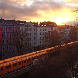 Buildings at sunset