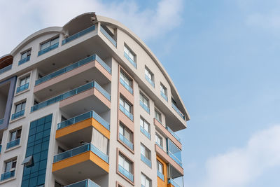 Modern luxury residential apartment. residential building with blue sky. 