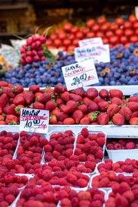 Various fruits for sale at market stall