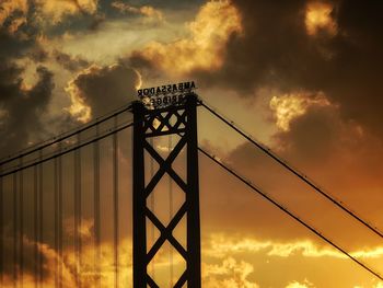 Low angle view of silhouette bridge against sky during sunset