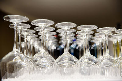 Close-up of glass glasses on table