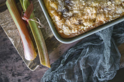 High angle view of food on table