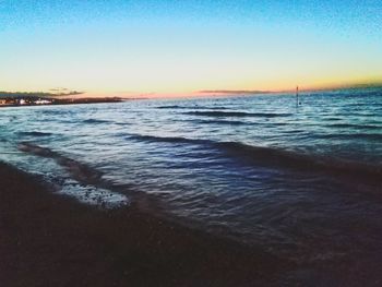 Scenic view of sea at sunset