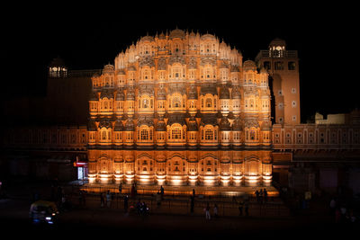 Illuminated building at night