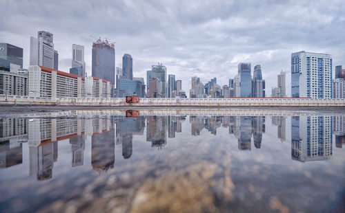 Reflection of buildings in city