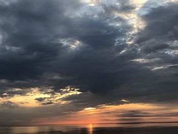 Low angle view of dramatic sky during sunset