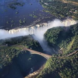 High angle view of waterfall in forest