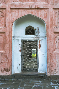 Closed door of old building