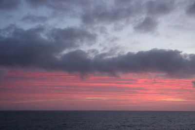 Scenic view of sea against sky at sunset