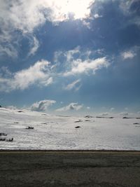 Scenic view of beach against sky