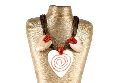 Close-up of heart shape against white background