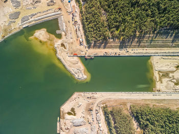 High angle view of bridge over river