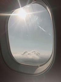 View of sky through airplane window