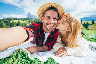 Portrait of smiling young couple