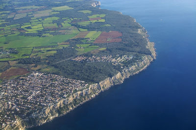 Aerial view of sea and land