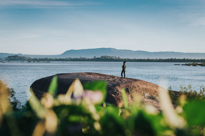 Scenic view of lake against sky