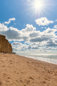 Scenic view of sea against sky on sunny day