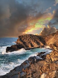 Scenic view of sea against sky during sunset