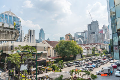 Buildings in city against sky