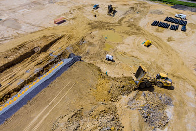 High angle view of construction site