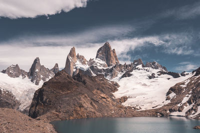 Scenic view of majestic snowcapped mountains against sky