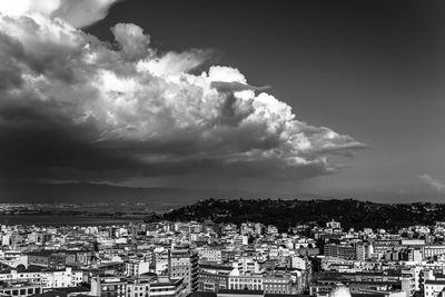 High angle view of townscape against sky