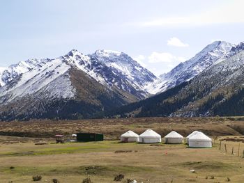 Scenic view of mountains against sky