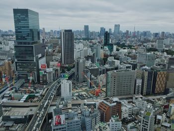 High angle view of city