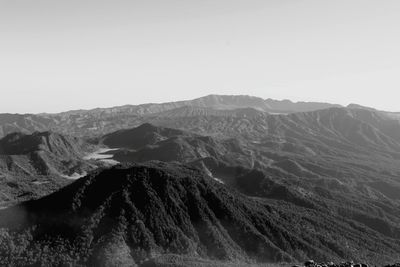 View of volcanic landscape against clear sky