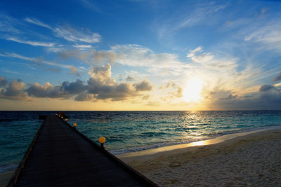 Scenic view of sea at sunset