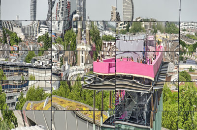 Distorted reflection of the podium on the roof of the new institute in rotterdam